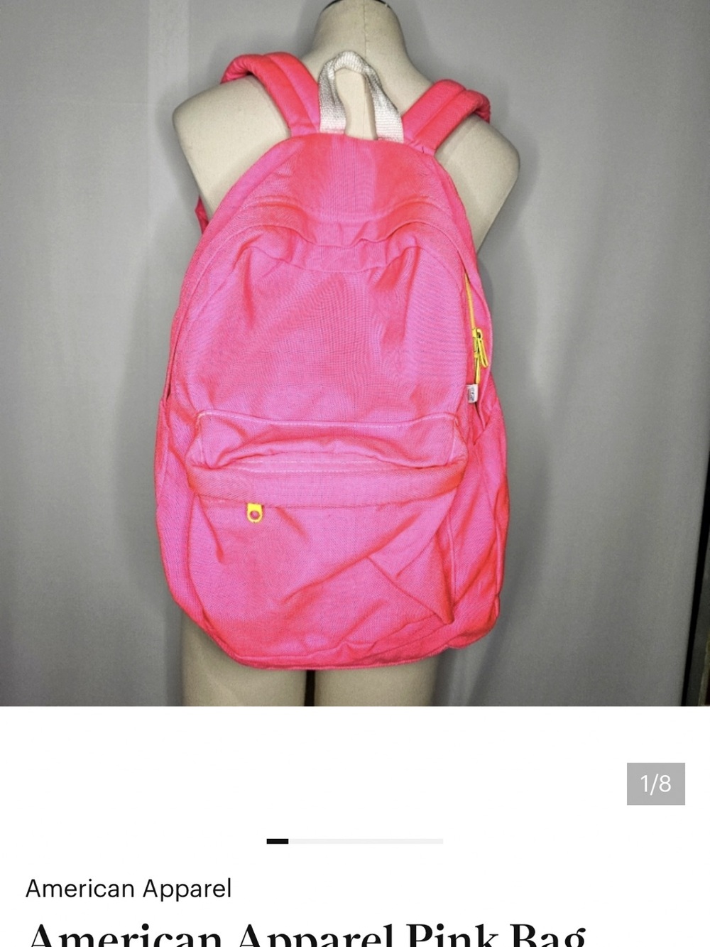 American apparel neon pink yellow zipper backpack 🇺🇸